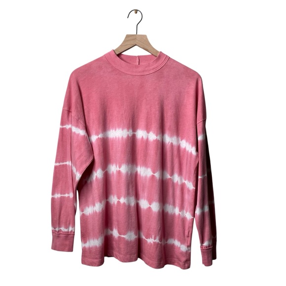PINK Victoria's Secret Tops - PINK Pink & White Tye Dye Oversized Long Sleeve Top